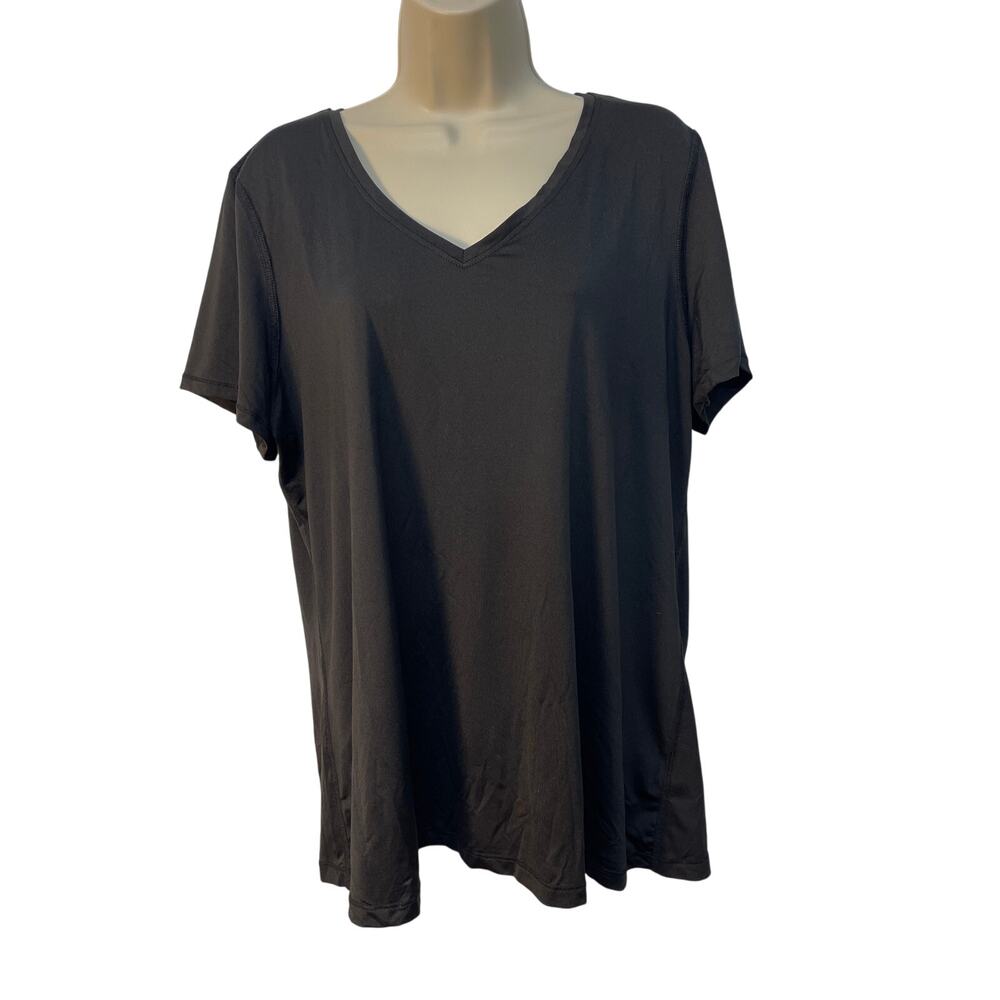 Athletic Works Womens Short Sleeve V-Neck Top Color‎ Black Size XXXL